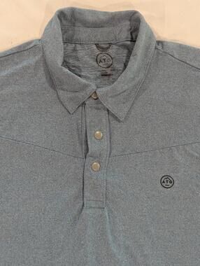 Wrangler Polo Shirt Mens LT Blue ATG All Terrain Gear Snap Hiking Stretch
